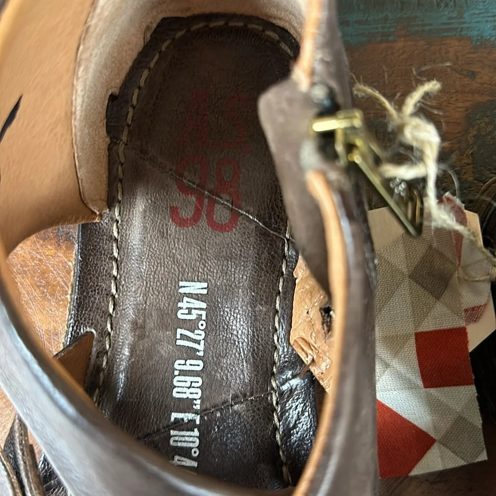 A.S.98 Reiley Buckle Sandals in chocolate leather. New with in box. - Picture 5 of 9